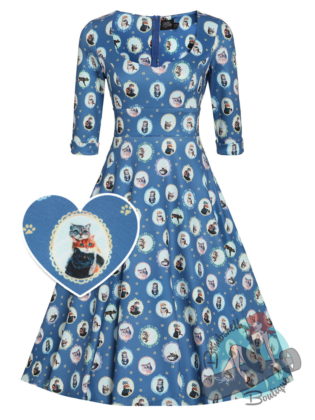 Dolly & Dotty Cat Portrait Swing Dress