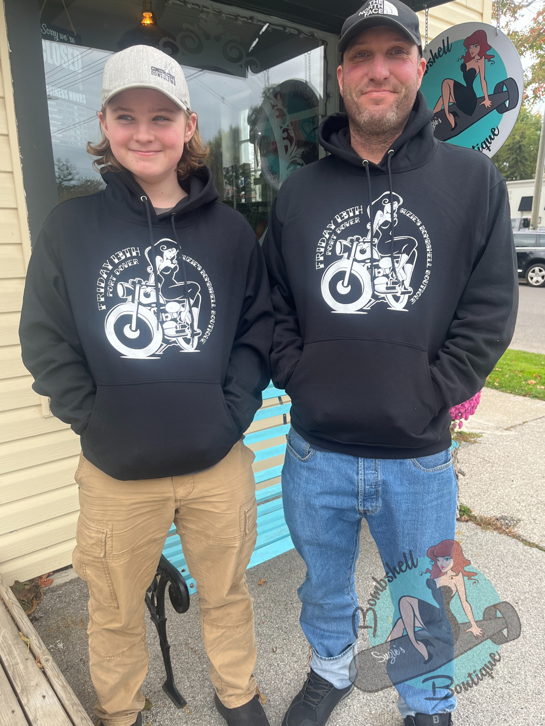 Bombshell Biker Babe Friday 13th Hoodies - Unisex