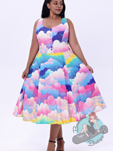 Miss Lulo Rainbow Clouds Swing Dress