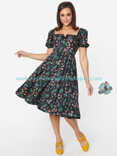 Unique Vintage Black Woodland Creature Button Front Dress