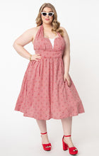 Unique Vintage Sheila Gingham & Cherry Swing Dress - Red