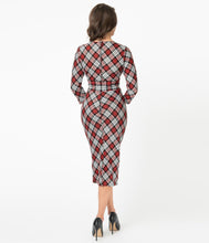 Unique Vintage Lyddie Dress - Red / Grey Plaid