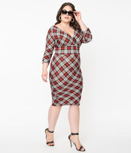 Unique Vintage Lyddie Dress - Red / Grey Plaid