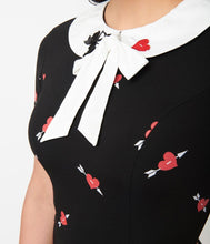 Unique Vintage Renata Black & Pierced Heart Pencil Dress