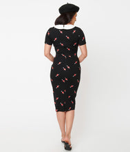 Unique Vintage Renata Black & Pierced Heart Pencil Dress