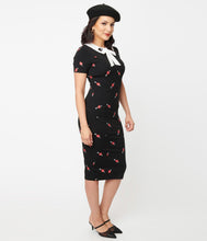 Unique Vintage Renata Black & Pierced Heart Pencil Dress