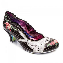 Irregular Choice Fly Free Shoes Irregular Choice Canada black heels with rockabilly swallow design and roses and polka dots retro vintage pinup altfashion quirky women's footwear Canadian Pin-Up Shop Suzie's Bombshell Boutique