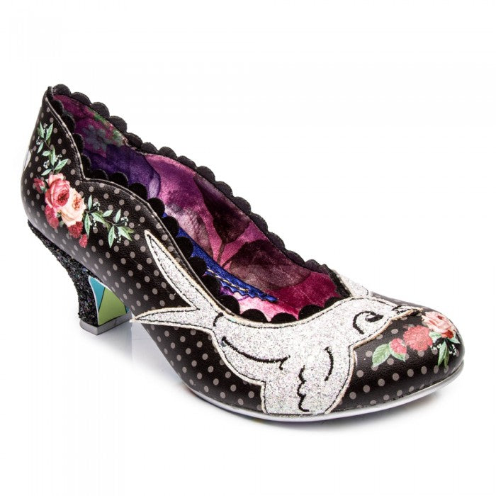 Irregular Choice Fly Free Shoes Irregular Choice Canada black heels with rockabilly swallow design and roses and polka dots retro vintage pinup altfashion quirky women's footwear Canadian Pin-Up Shop Suzie's Bombshell Boutique