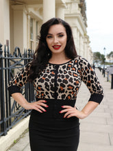 Collectif Erian Leopard Sweater animal print three quarter length sleeve jumper retro vintage 50s pinup knit top Canadian Pin-Up Shop Suzie's Bombshell Boutique