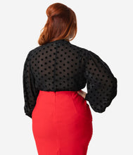 Unique Vintage Gwen Blouse - Black Swiss Dot