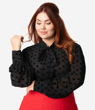 Unique Vintage Gwen Blouse - Black Swiss Dot