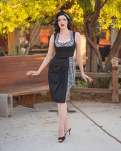 Boulevard Nights Estella Sarong Dress Rockin Bettie Elle Rebel black and white wiggle dress with zebra pint retro vintage 50s pinup dress Canadian Pin-Up Shop Suzie's Bombshell Boutique
