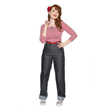 Collectif Siobhan Plain Jeans Collectif Canada retro vintage pinup rockabilly 40s 50s highwaisted jeans denim bluejeans wide leg turn up cuffs trousers for women Canadian Pin-Up Shop Suzie's Bombshell Boutique Port Dover