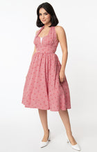 Unique Vintage Sheila Gingham & Cherry Swing Dress Red Unique Vintage Canada red and white gingham cherry halter dress retro vintage pinup 50s rockabilly sundress pinup picnic Canadian Pin-Up Shop Suzie's Bombshell Boutique