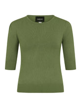 Collectif Chrissie Plain Knitted Top Moss Green retro vintage 40s 50s 1950s pinup top jumper knitwear with three quarter length sleeves Canadian Pin-Up Shop Suzie's Bombshell Boutique
