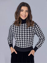 Collectif Dylan Dogtooth Sweater black and white houndstooth jumper roll neck turtleneck sweater retro vintage 40s 50s knitwear pinup rockabilly Canadian Pin-Up shop Suzie's bombshell Boutique