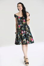 Hell Bunny Noa Mid Dress Hell Bunny Canada retro vintage pinup rockabilly tiki swing dress with peasant style top and pockets Canadian Pin-Up Shop Suzie's Bombshell Boutique Port Dover