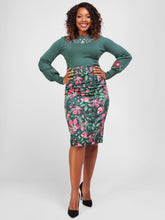 Collectif for Suzie's Bombshell Boutique Juanita Escapist Floral Pencil Skirt retro vintage pin-up pinup Christmas
