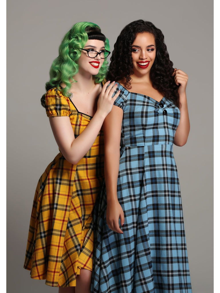 ワンピース Mimi check set mini dress yellow ANDMARY】Mimi check set mini dress