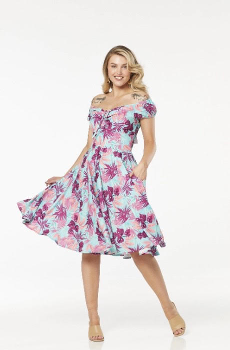 Timeless London Misty Dress floral retro vintage 40s 50s swing dress pinup girl clothing sundress canadian pinup pinup canada Suzie's Bombshell Boutique