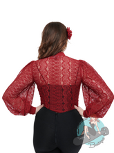 Unique Vintage Gwen Blouse - Burgundy Lace