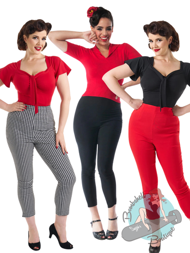 Pinup women wearing classic vintage style capri pants