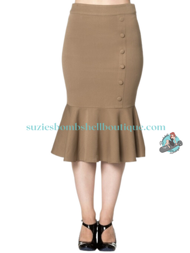 Banned retro Canada Banned Retro History Repeats Skirt woven fishtail wiggle pencil skirt retro vintage pinup 40s 50s skirt Canadian Pin-Up Shop Suzie's Bombshell Boutique