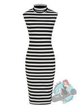 Black & White Striped Barbiecore Pencil Dress