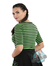 Hell Bunny Warlock Top - Black & Green Stripes