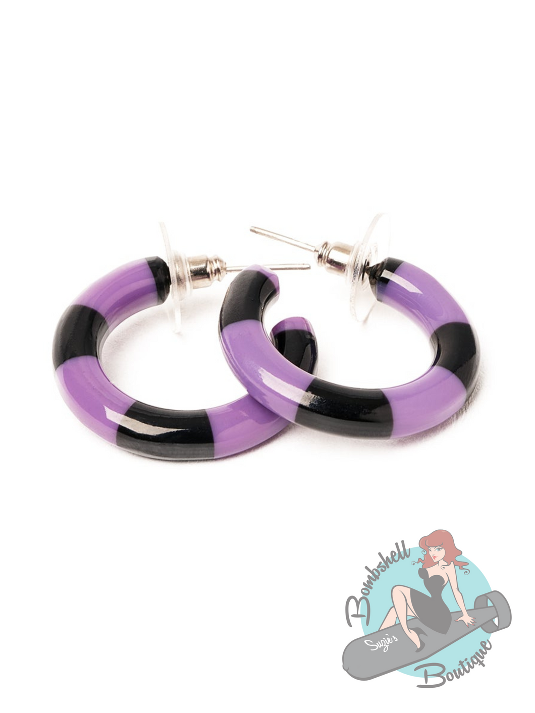 Striped hoop earrings for a pinup or goth or rockabilly style