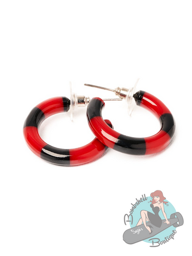 Striped hoop earrings for a pinup or goth or rockabilly style