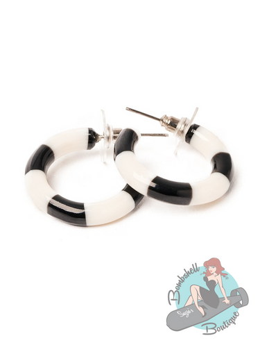 Striped hoop earrings for a pinup or goth or rockabilly style