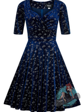 Collectif Trixie Blue Sparkle Velvet Swing Dress