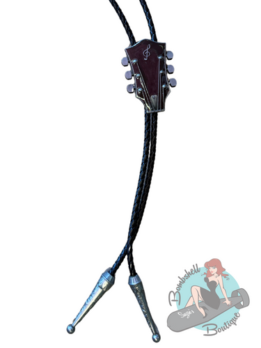 Bolo Tie with Gretsch guitar head detail