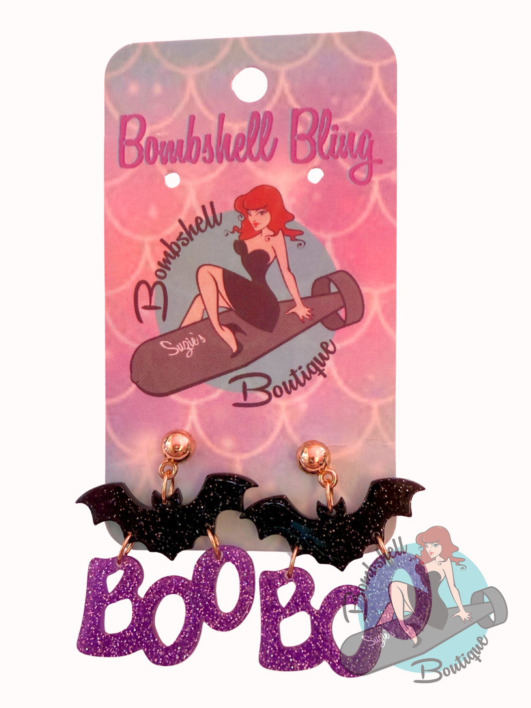 Bombshell Bling Boo Bat Earrings - Various Colours