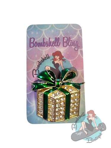 Bombshell Bling Christmas Present Brooch - Various Colours