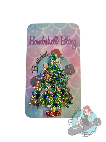 Bombshell Bling Christmas Tree Brooch