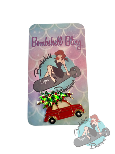 Bombshell Bling Christmas Tree Car Brooch