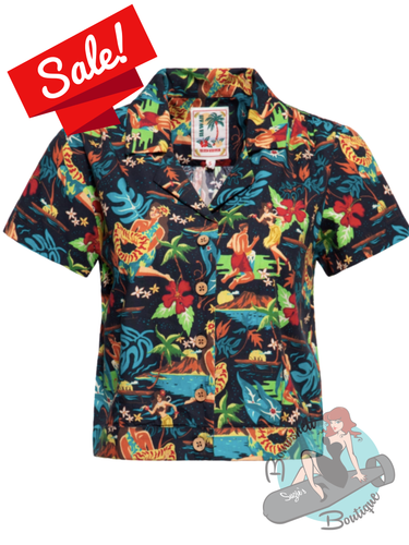 Queen Kerosin 1950's Blouse - Hawaiian Print