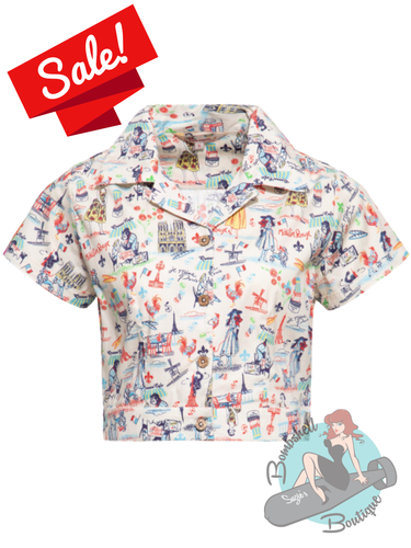 Queen Kerosin 1950's Blouse - Paris Print