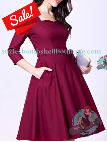 Miss Lulo Mira Swing Dress - Wine
