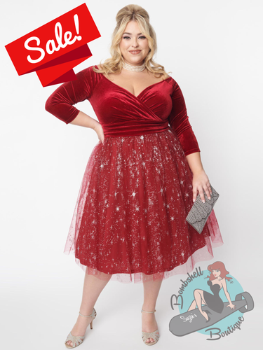 Unique Vintage Marceline Velvet & Tulle Swing Dress