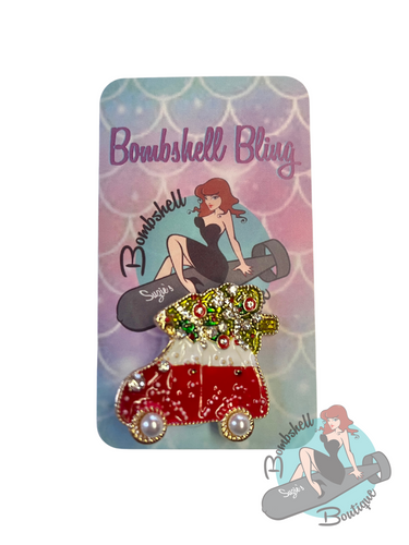 Bombshell Bling Cute Christmas Tree Car Brooch