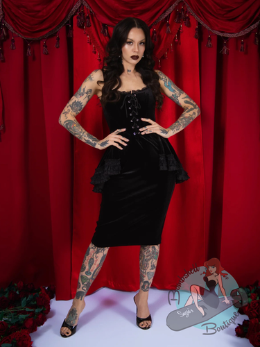 Elle Rebel Velvet Versailles Peplum Dress