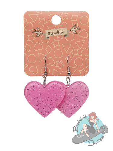 Erstwilder Heart Glitter Resin Drop Earrings
