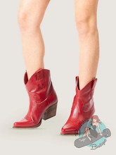 Kali Shoes Genuine Leather Western Ankle Boots - Red