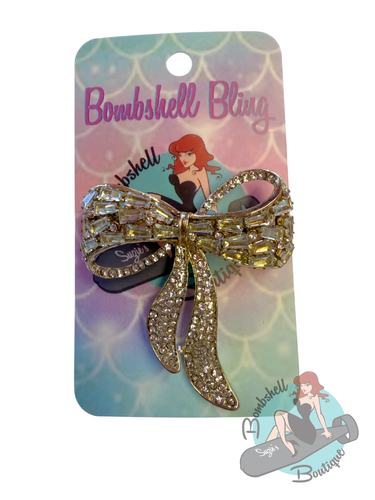 Bombshell Bling Glitter Bow Brooch
