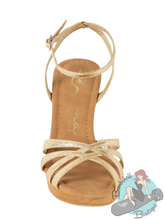 Nina Shoes Metal Heeled Golden Sandals