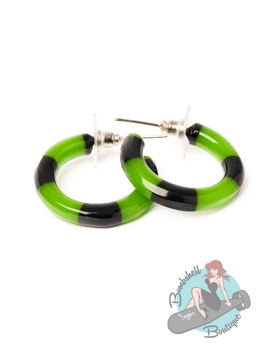 Striped hoop earrings for a pinup or goth or rockabilly style