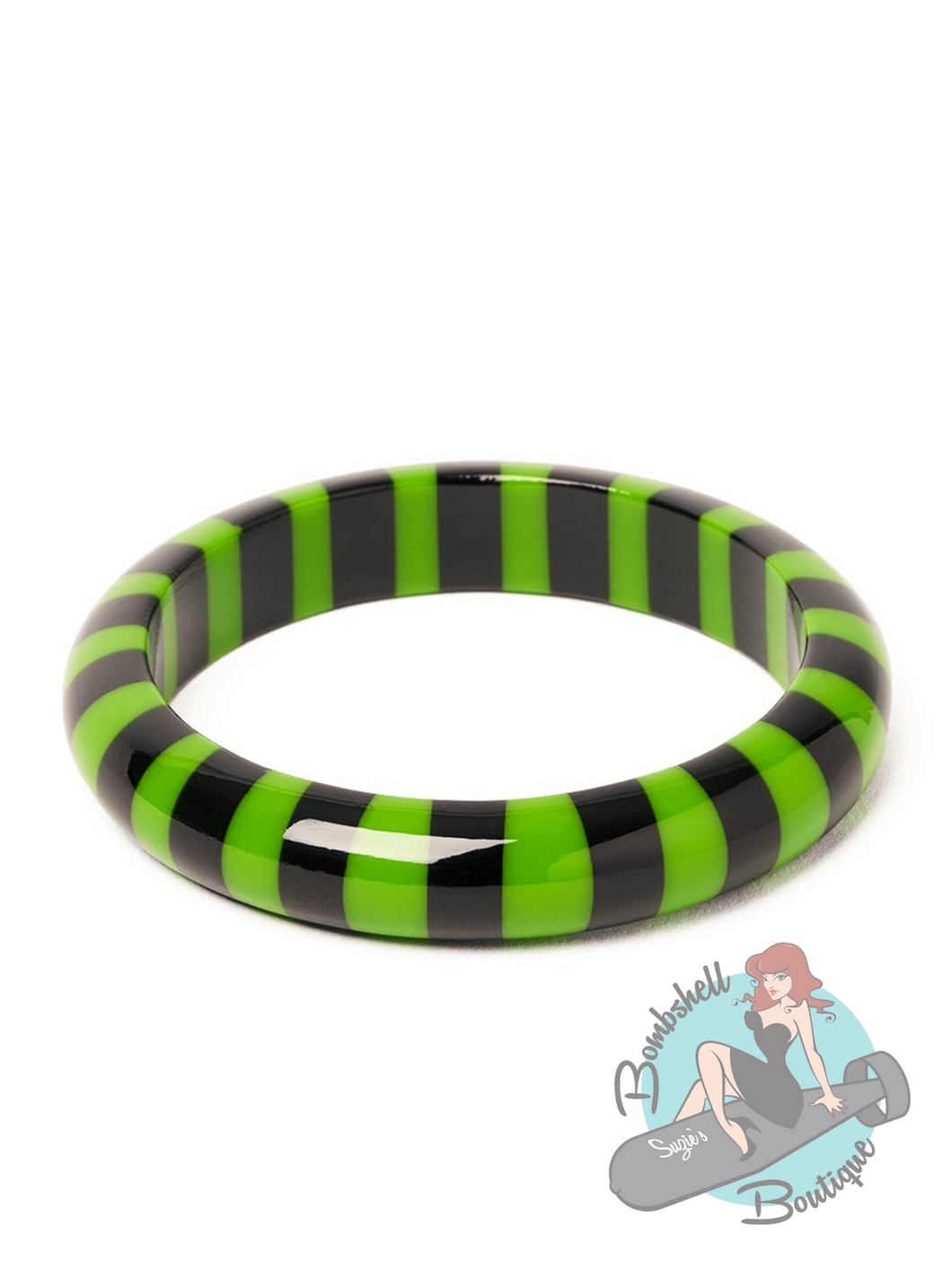 Striped bangle for a pinup or goth or rockabilly style